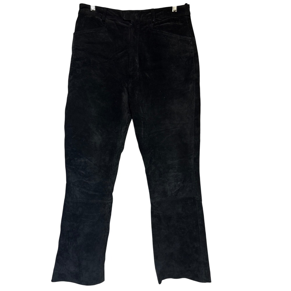 Wilsons Vintage Leather Suede Flare Pants Black‎ Women Size 10 Boho